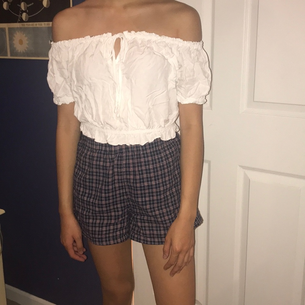 White Off the Shoulder Brandy Melville Top